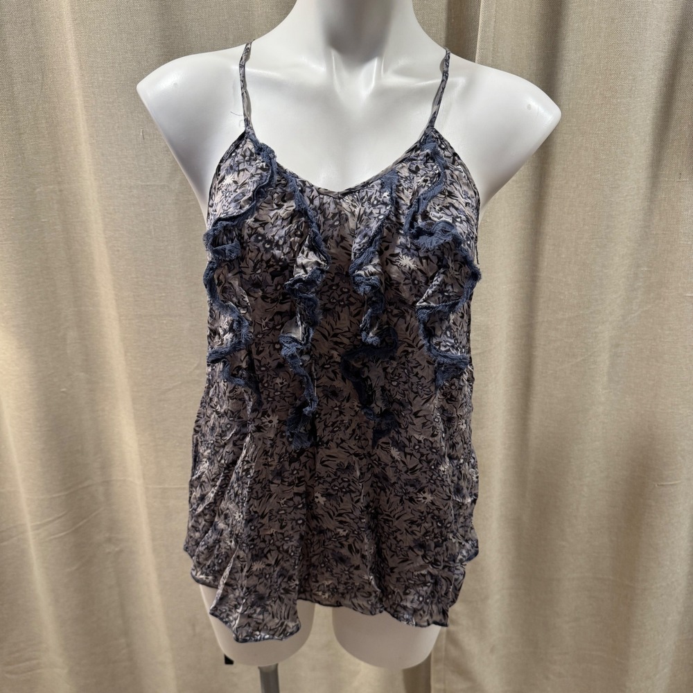 Rebecca Taylor‎ Floral Ruffle Tank Top Sleeveless Casual Blouse